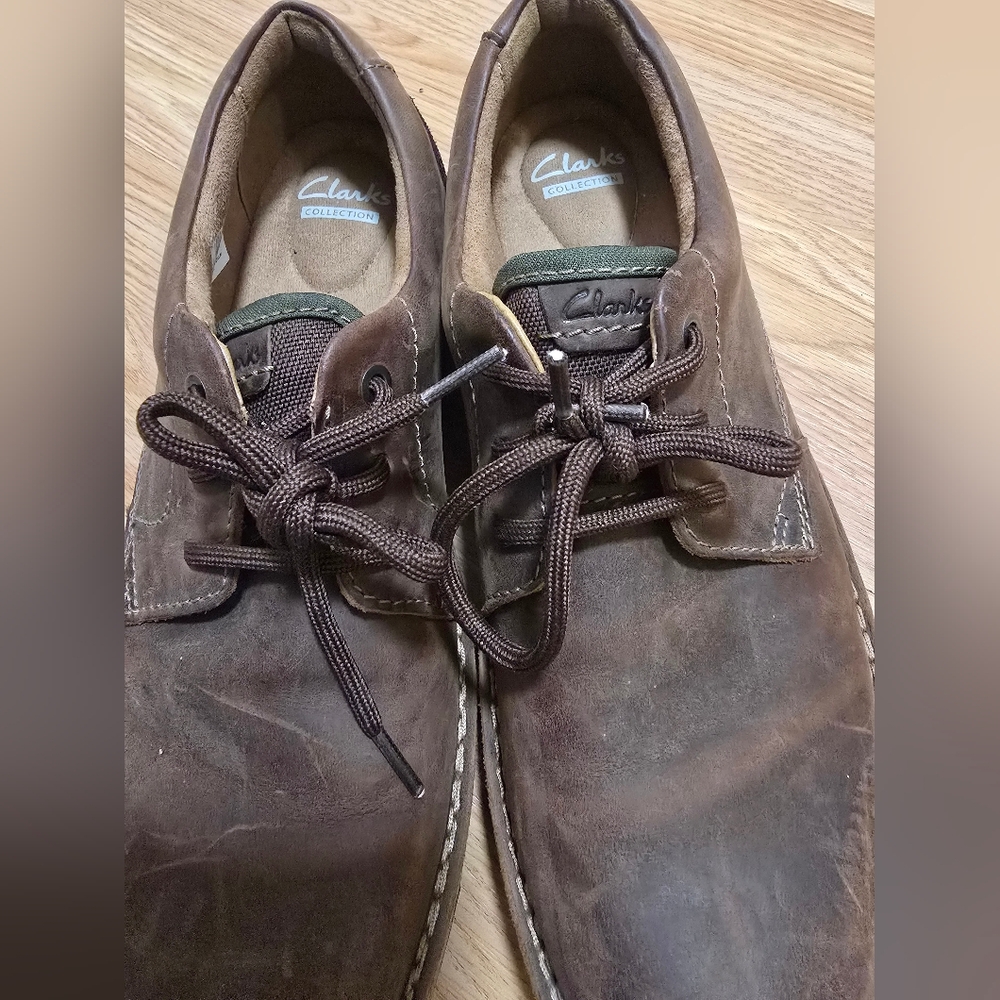 Clarks Men's Smooth Brown Leather Lace-Up Oxford Dress Shoes, Size Us 11M - Picture 2 of 11